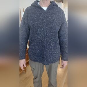 Men's Heavy Weight Navy/ White Zip-Up Hoodie Sweater